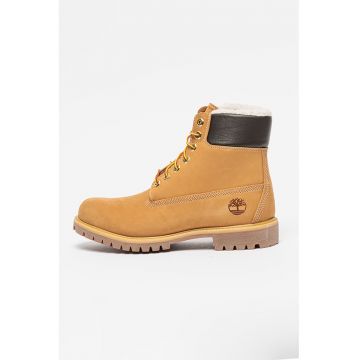 Bocanci de piele nabuc cu segment de piele Premium - Maro deschis/Caramel