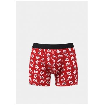 Boxeri Barbati  bumbac - model Craciun - rosu -