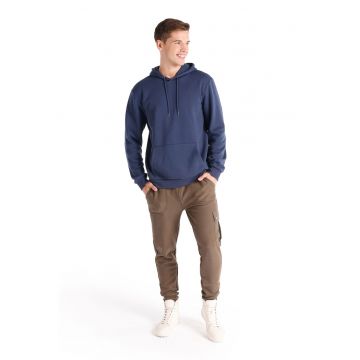 Hanorac regular fit cu buzunar kangaroo - Albastru indigo