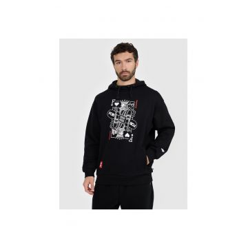 Hanorac sport barbati  negru - tesatura French terry - gluga reglabila -