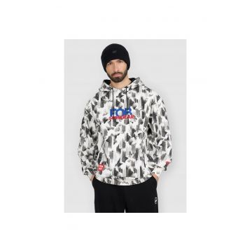Hanorac sport  gluga - alb/gri - bumbac - pentru barbati -