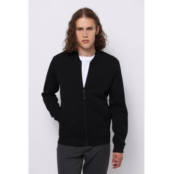 Jacheta bomber cu fermoar si buzunare laterale - Negru