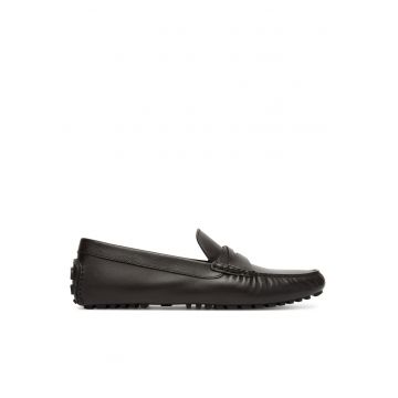 Mocasini barbati Driver -  piele naturala - maro inchis