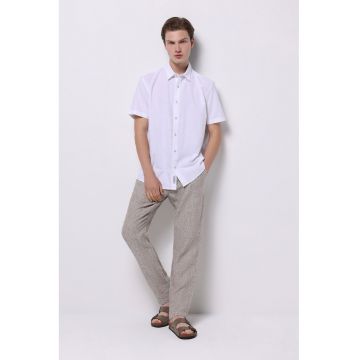 Pantaloni regular-fit din in - Maro taupe deschis
