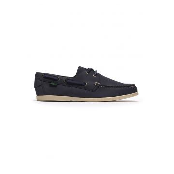 Pantofi boat de piele nabuc Charmouth - Gri carbune/Bleumarin