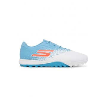 Pantofi sport barbati -  ghete de fotbal - alb/turcoaz/roz - piele ecologica