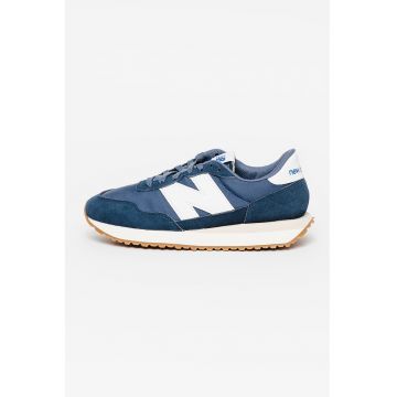 Pantofi sport cu insertii de piele si piele intoarsa 237 - Bleumarin