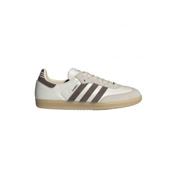 Pantofi sport din piele cu insertii din piele intoarsa Samba - Alb/Maro