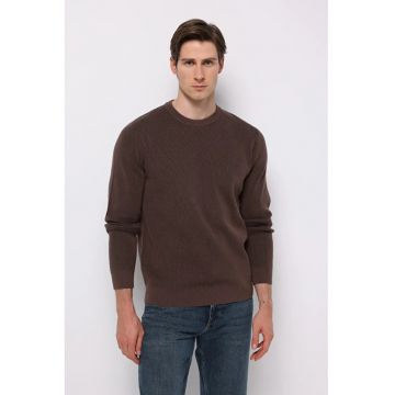 Pulover striat cu model uni - Maro