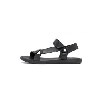 Sandale din piele cu velcro Bon - Negru antracit