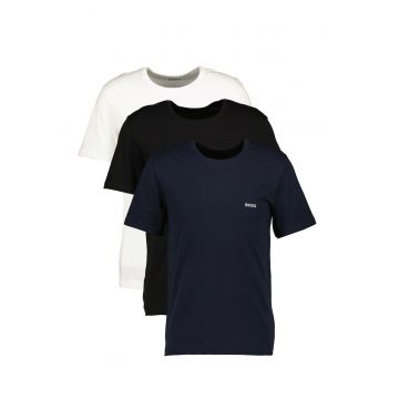 Set de tricouri de casa cu detaliu logo - 3 piese - Alb/Negru/Bleumarin