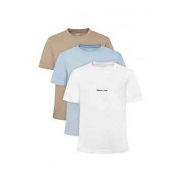 Set tricouri barbati -  alb - kaki - albastru - bumbac