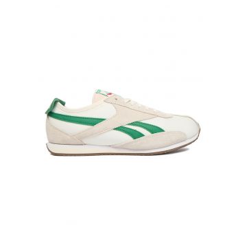 Tenisi dama -  material textil - alb cu dungi verzi - stil sportiv - Alb/Verde/Bej