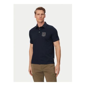 Tricou barbati -  alb si bleumarin - bumbac - maneca scurta