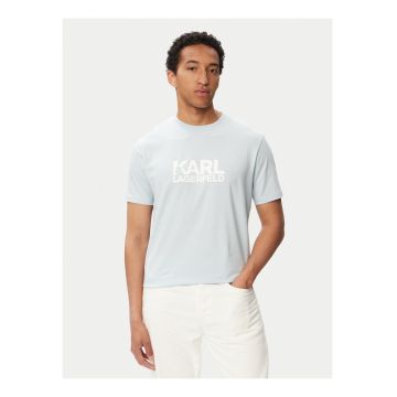 Tricou barbati -  albastru - bumbac - imprimeu grafic - croiala regular fit