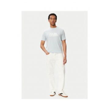 Tricou barbati -  albastru - bumbac - imprimeu grafic - croiala regular fit