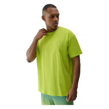 Tricou barbati  croiala lejera - decolteu rotund - verde - bumbac
