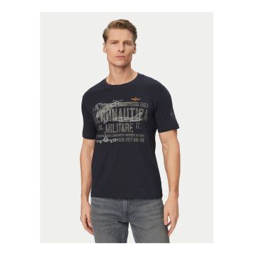 Tricou Barbati -  grafic - alb/albastru - bumbac