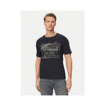 Tricou Barbati -  grafic - alb/albastru - bumbac