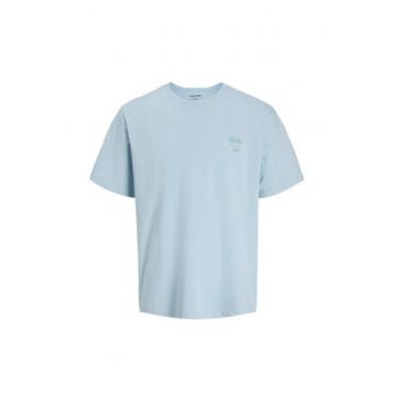 Tricou barbati -  imprimeu grafic - albastru - bumbac