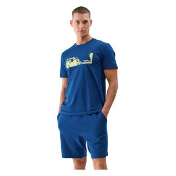 Tricou barbati  maneca scurta - culoare albastra - material bumbac