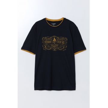 Tricou cu imprimeu - Negru/Portocaliu pal