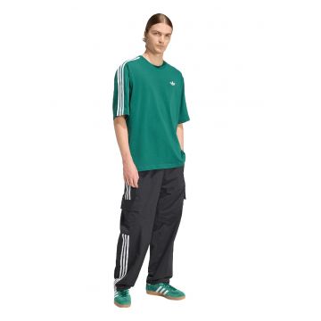 Tricou cu logo discret 3 Stripes - Alb/Verde inchis