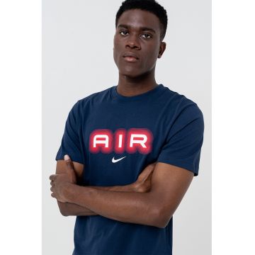 Tricou de bumbac cu imprimeu logo - Rosu/Albastru indigo
