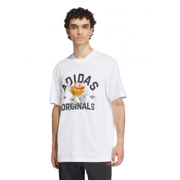 Tricou lejer din bumbac cu imprimeu logo - Alb/Negru