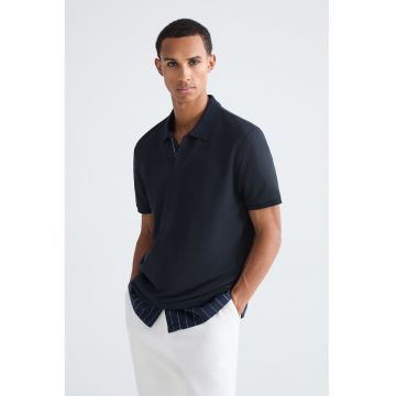 Tricou polo cu model uni - Bleumarin
