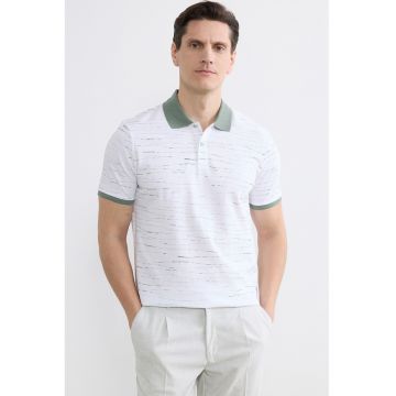 Tricou polo din bumbac - Alb/Verde englez