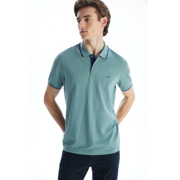 Tricou polo slim fit - Verde melange