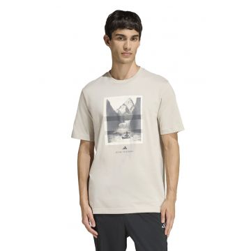 Tricou regular fit cu imprimeu grafic - Alb/Alb fildes/Gri inchis