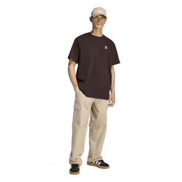 Tricou supradimensionat de bumbac cu logo Trefoil Essentials - Maro