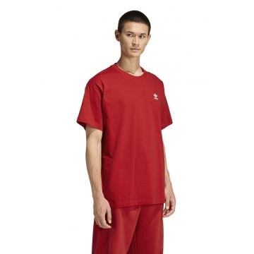 Tricou supradimensionat de bumbac cu logo Trefoil Essentials - Rosu