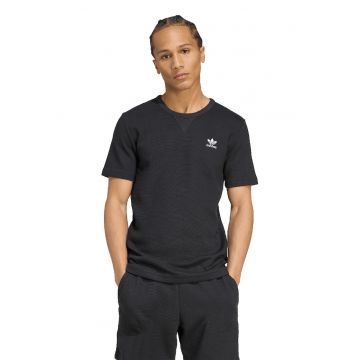 Tricou texturat cu logo brodat - Alb/Negru