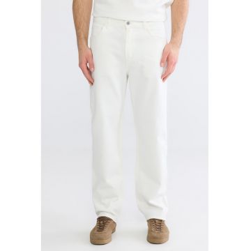 Blugi baggy cu buzunare - Alb