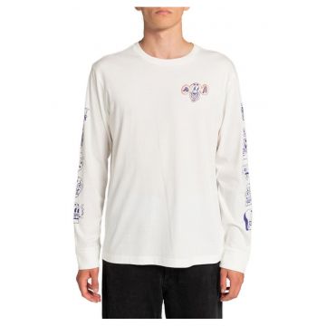 Bluza barbati  Dmote Gang - maneca lunga - culoare alb - bumbac