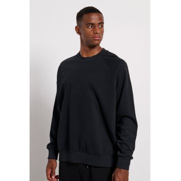 Bluza  barbati - maneci lungi - interior fleece - imprimeu minim - negru - bumbac/poliester - Negru