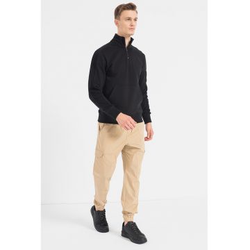 Bluza sport cu fenta cu fermoar - Negru