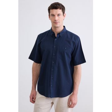 Camasa regular fit din amestec de in - Bleumarin
