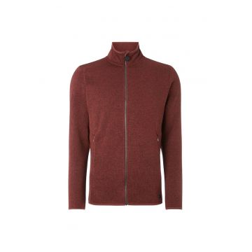 Cardigan barbat  regular fit - guler inalt - rosu - poliester