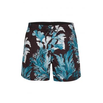 Costum de baie barbati  croiala regulata - talie elastica - negru/albastru - poliester reciclat