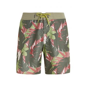 Costum de baie barbati  design floral - talie elastica - verde - poliester