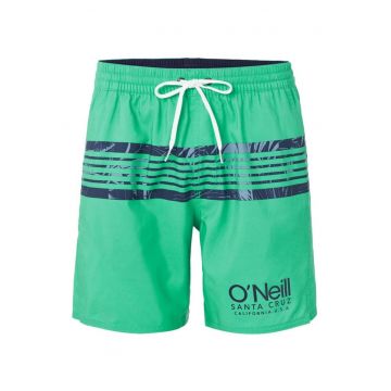 Costum de baie barbati  dungi contrastante - talie elastica - verde - poliester -