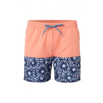 Costum de baie pentru barbati  design modern - talie elastica - corai si albastru - material rapid uscare