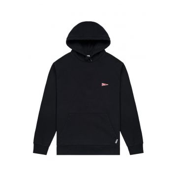 Hanorac barbati  fleece - negru - bumbac - cu gluga si buzunar cangur -