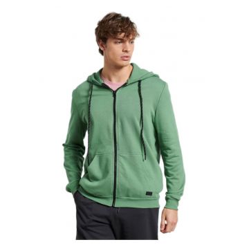Hanorac  barbati - verde - 100% bumbac - cu snururi ajustabile - buzunare laterale -