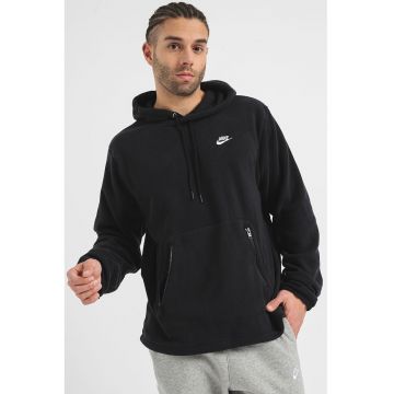Hanorac din material teddy cu buzunar kangaroo cu fermoar - Alb/Negru stins