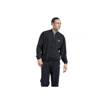 Jacheta sport  neagra - din poliester reciclat - pentru barbati